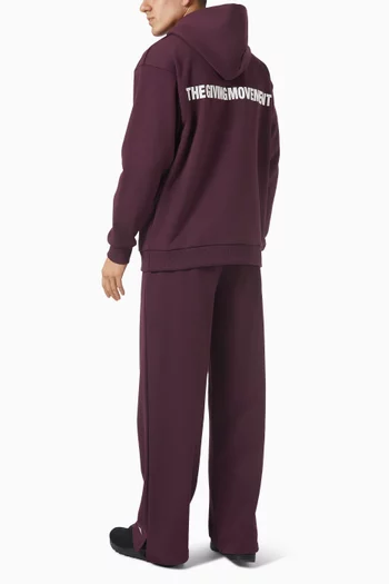 كنزة بغطاء رأس وقصة فضفاضة مزيج قطن عضوي