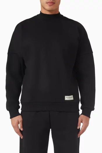 Curved-print Oversized High-neck Sweatshirt