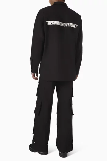 قميص بنمط جاكيت فضفاض قماش منسوج بارز