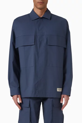 قميص بنمط جاكيت فضفاض قماش منسوج بارز