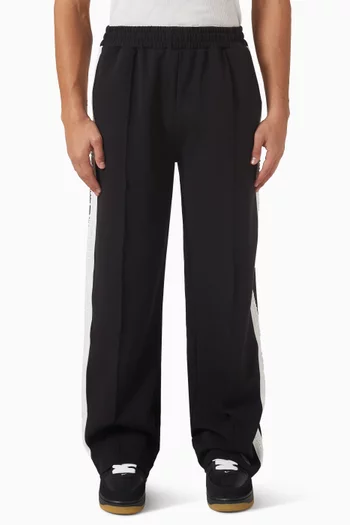 Embossed Contrast Panel Straight Leg Pants
