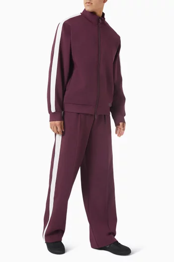 Embossed Contrast Panel Straight Leg Pants