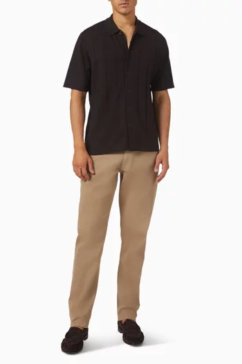 Dalton Windowpane Knit Shirt in Wool-blend