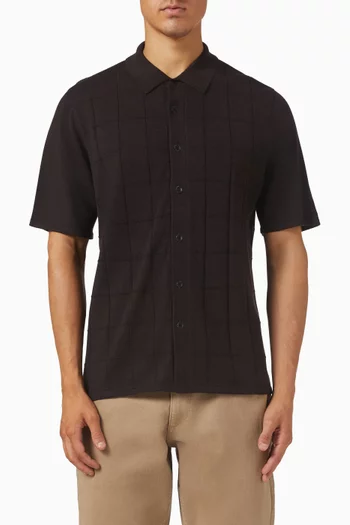 Dalton Windowpane Knit Shirt in Wool-blend