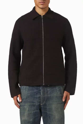 سترة ميلروز بسحّاب كامل بنقشة مربعات صوف