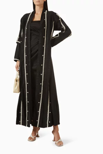 Embellished-trim Abaya