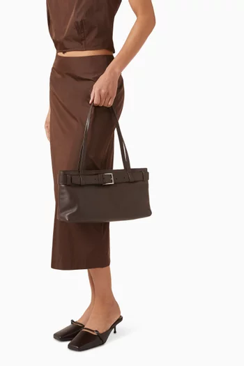 Belt Detail Baguette Bag in Leather