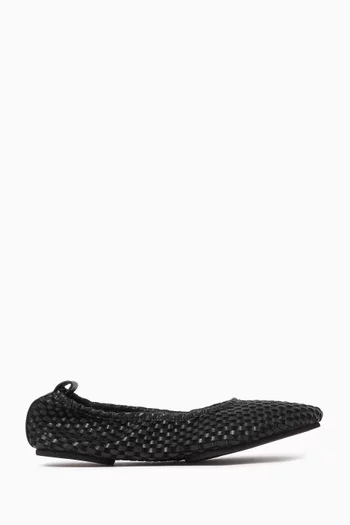 Lattice Weave Ballet Flats in Leather