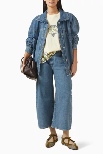 تي شيرت بقصة فضفاضة ونقشة باندانا قطن