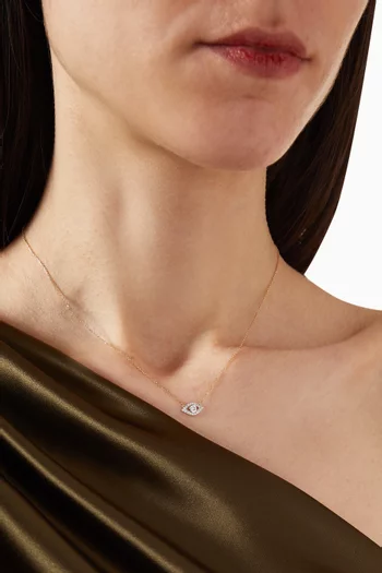 Evil Eye Diamond Necklace in 14kt Yellow Gold