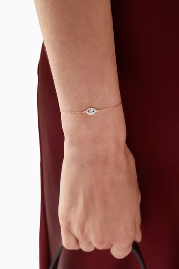 سوار بتصميم سلسلة بحلية عين الحسود مرصعة بالماس ذهب عيار 14