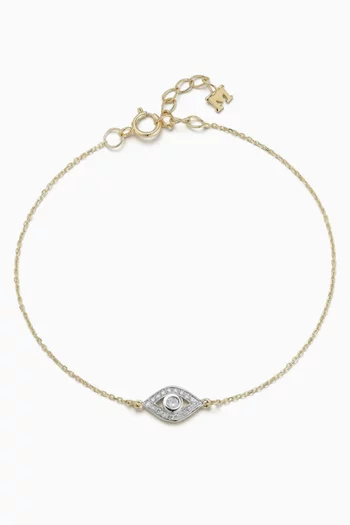 سوار بتصميم سلسلة بحلية عين الحسود مرصعة بالماس ذهب عيار 14