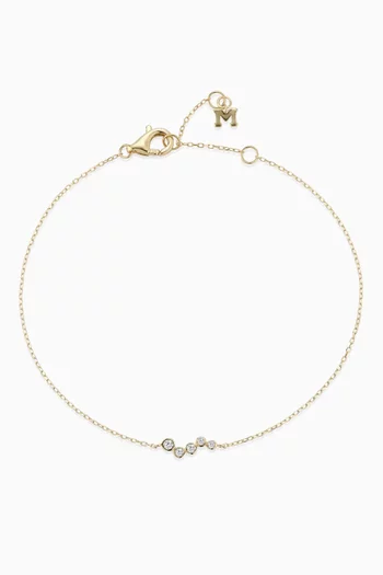 سوار ميني بحلي مستديرة بتصميم مموج مرصعة بالماس ذهب عيار 14