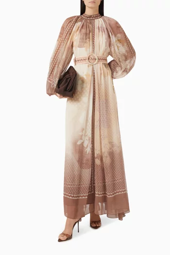 Herbelle Belted Dress in Chiffon