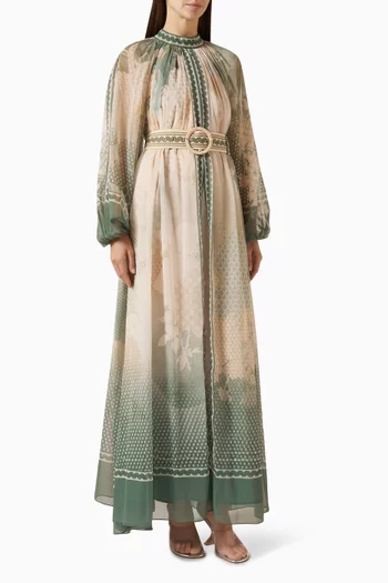 Herbelle Belted Dress in Chiffon