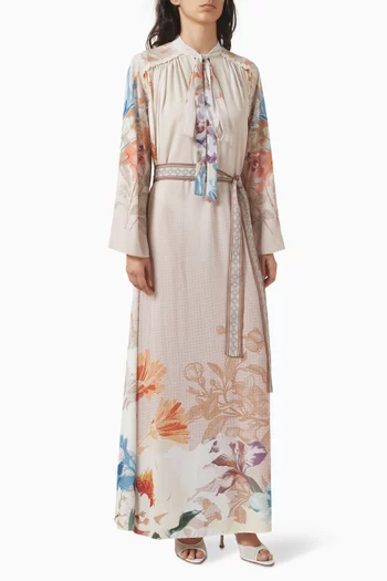 Peara Belted Dress in Georgette