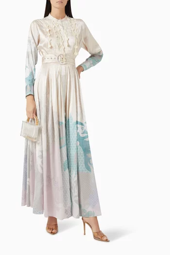 Sinora Belted Dress in Satin