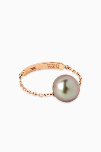Links of Love Tahitian Pearl Chain Ring in 18kt Gold