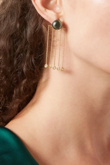 أقراط زوجا اليجانس مزينة بالماس واللؤلؤ ذهب عيار 18