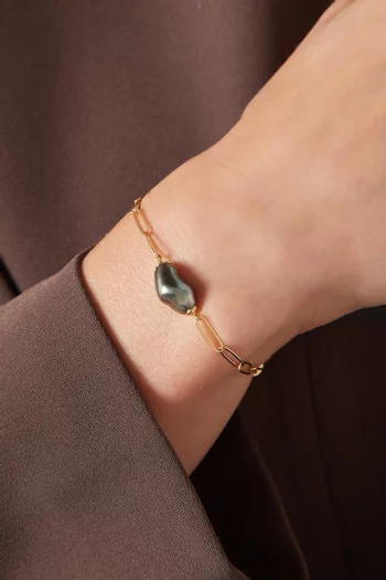 سوار مزين بلؤلؤ أكيلا ذهب أصفر عيار 18