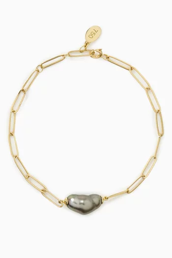 سوار مزين بلؤلؤ أكيلا ذهب أصفر عيار 18