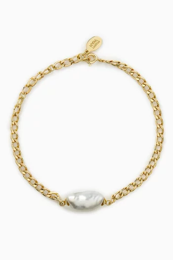 سوار بحلقات مزين بلؤلؤ أكيلا ذهب أصفر عيار 18