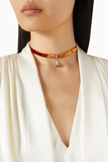 Keshi Pearl Drop Choker in Velvet
