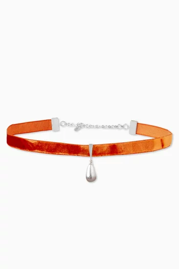 Keshi Pearl Drop Choker in Velvet