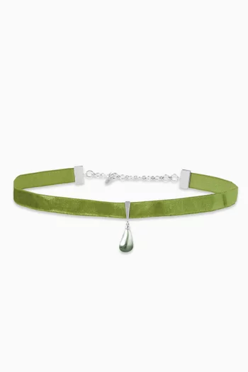 قلادة رقبة مزينة بلؤلؤ كيشي على شكل قطرة مخمل