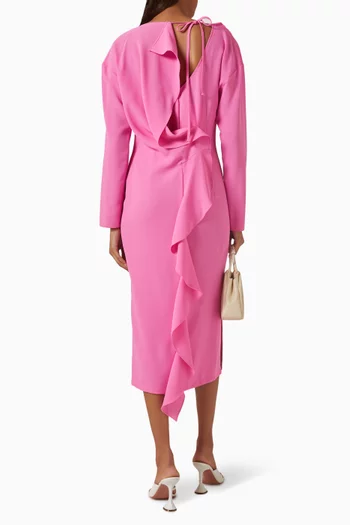 فستان متوسط الطول بكشكش