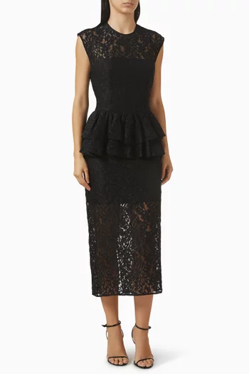 فستان بتصميم جرس بكشكش دانتيل