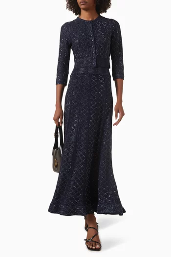 Buttoned Rhinestone Cardigan in Knit