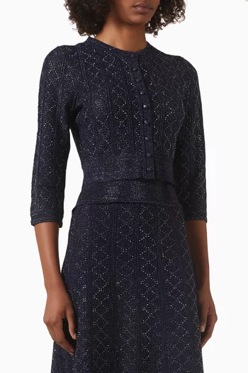 Buttoned Rhinestone Cardigan in Knit