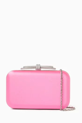 Double Bow Clutch Bag in Jelly Satin