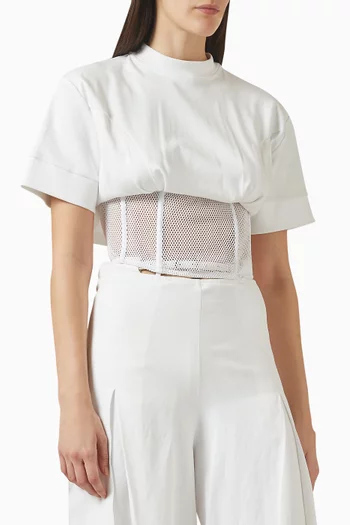 Mesh-panel Corset T-shirt