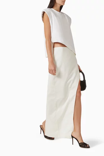 تي شيرت بقصة غير متماثلة وحافة مطوية جيرسيه