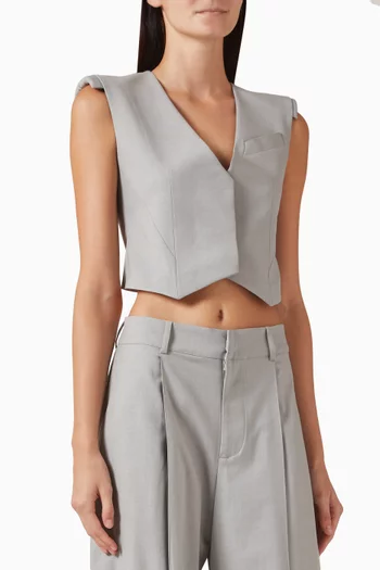 Padded Shoulders Cropped Vest