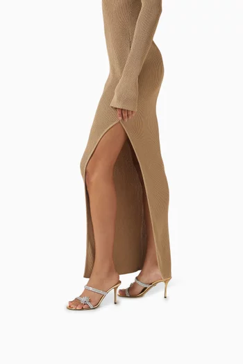 Lotus Flower Double-strap Sandals in Mirror Leather