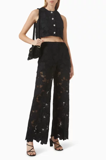 Amie Embroidered Crop Top in Lace