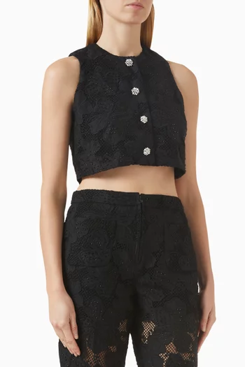 Amie Embroidered Crop Top in Lace