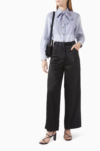 بنطال بقصة ساق واسعة ستان