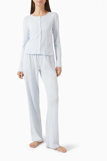 Pointelle Cardigan & Pants Pyjama Set in Cotton