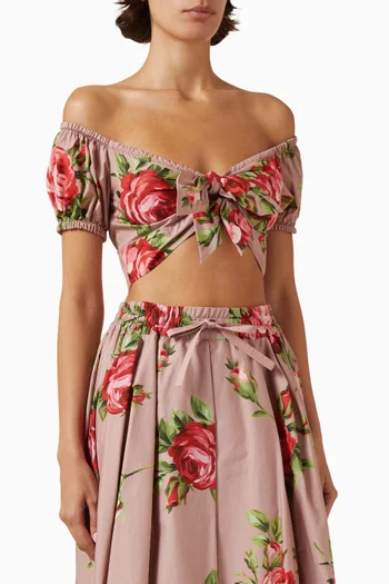 بلوزة بنقشة زهور قطن