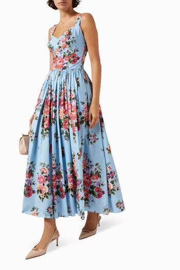 فستان بنقشة زهور قطن