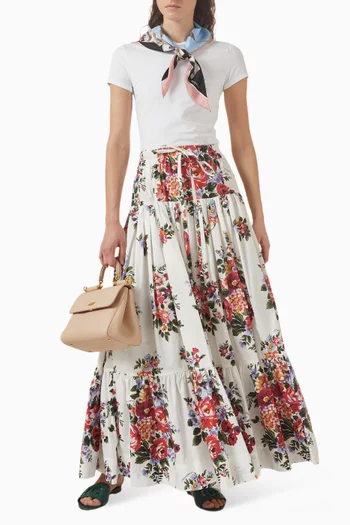 تنورة بنقشة زهور بوبلين