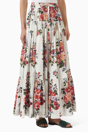 تنورة بنقشة زهور بوبلين