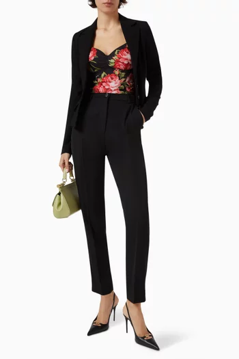 بلوزة بنقشة زهور مزيج قطن