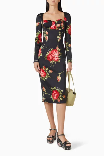 فستان بنقشة زهور مزيج فيسكوز