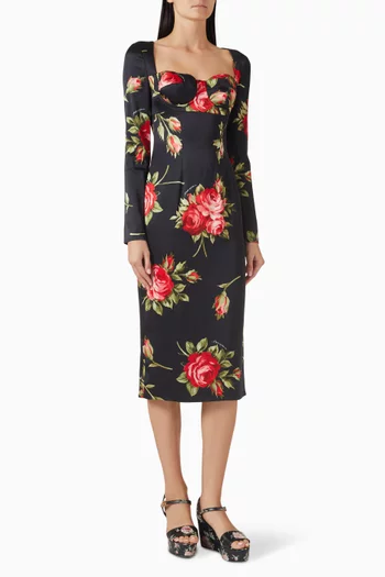 فستان بنقشة زهور مزيج فيسكوز