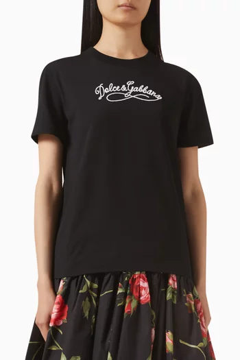 Logo-embroidered T-shirt in Cotton-jersey